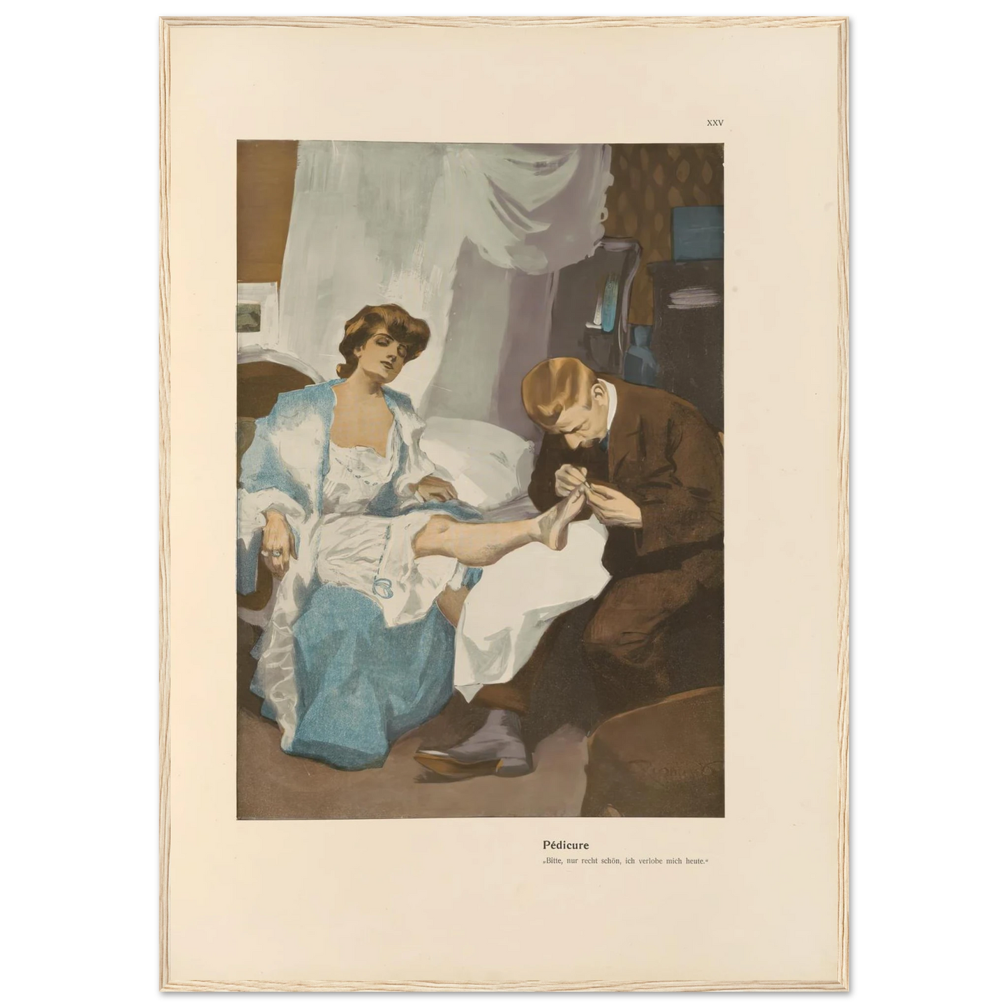 Pedicure (1908) Art Print | Ferdinand Freiherr von Reznicek - Framed Poster - 30x40 cm / 12x16″ - Black frame