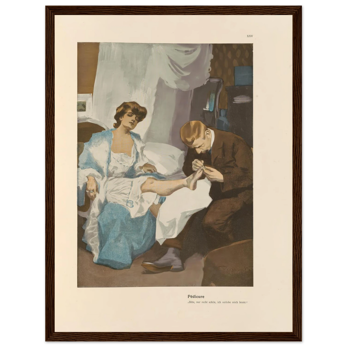 Pedicure (1908) Art Print | Ferdinand Freiherr von Reznicek - Framed Poster - 30x40 cm / 12x16″ - Black frame