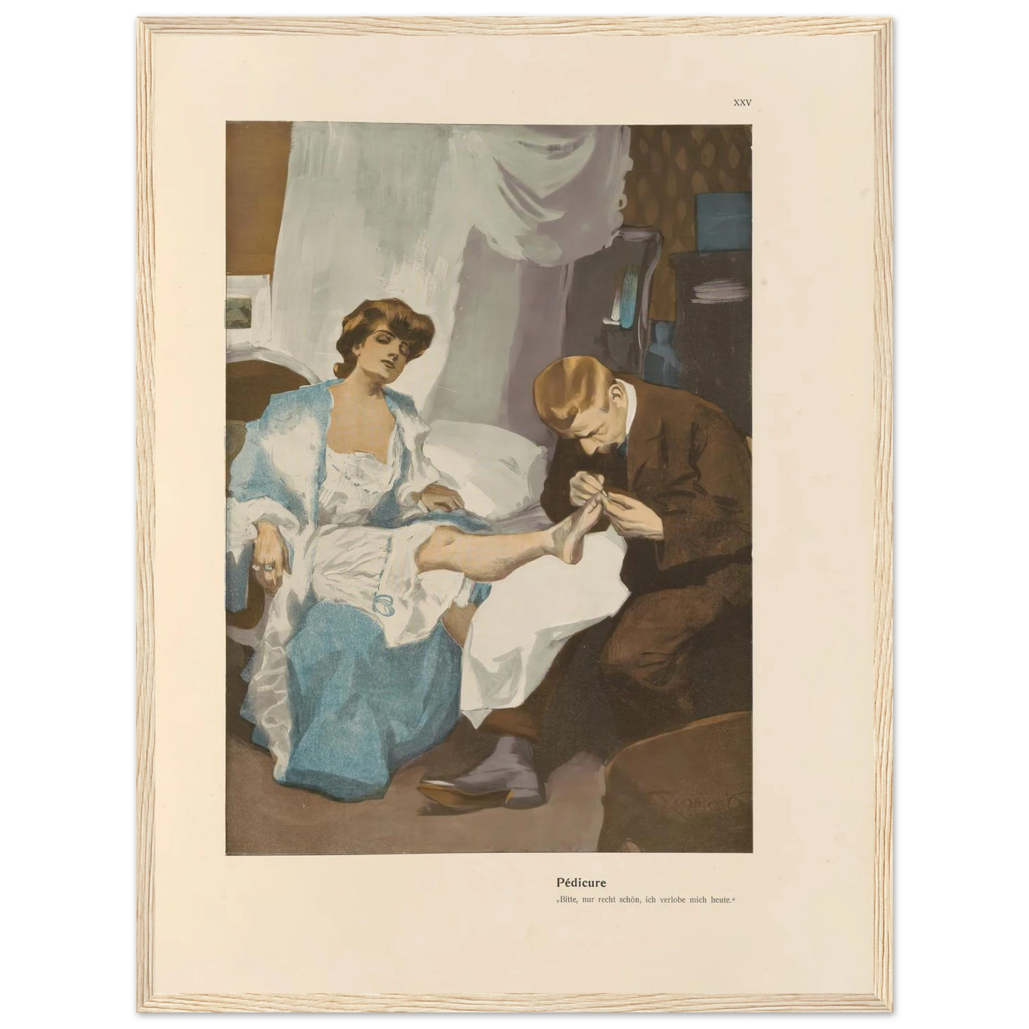 Pedicure (1908) Art Print | Ferdinand Freiherr von Reznicek - Framed Poster - 30x40 cm / 12x16″ - Black frame