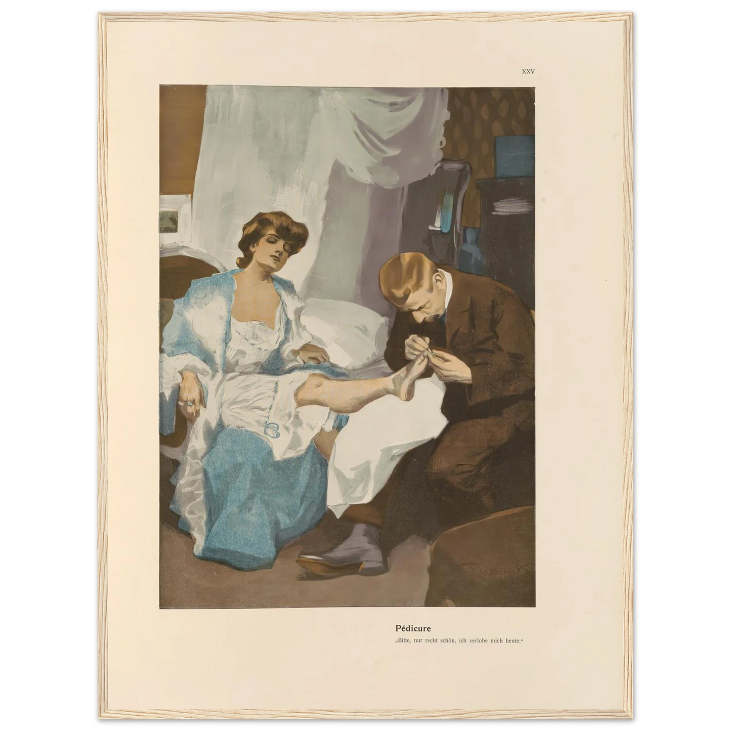 Pedicure (1908) Art Print | Ferdinand Freiherr von Reznicek - Framed Poster - 30x40 cm / 12x16″ - Black frame