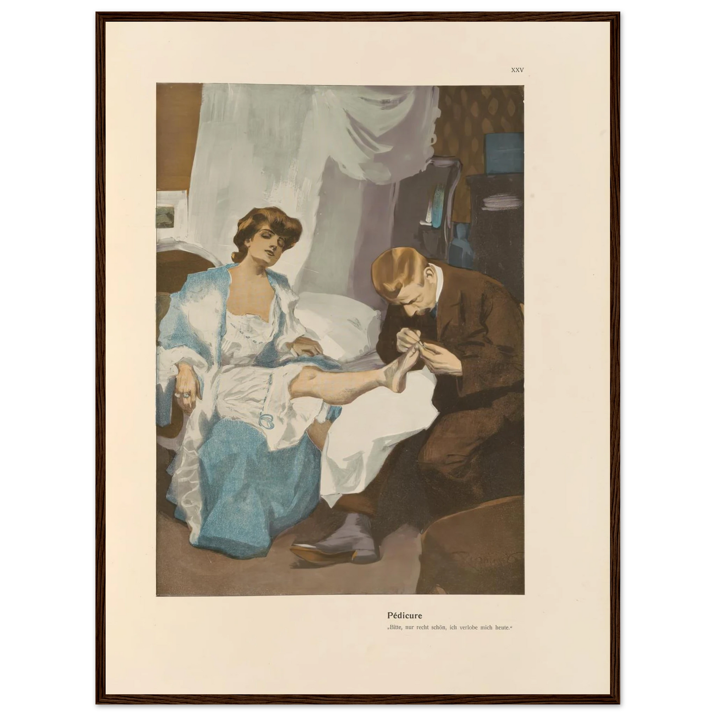 Pedicure (1908) Art Print | Ferdinand Freiherr von Reznicek - Framed Poster - 30x40 cm / 12x16″ - Black frame