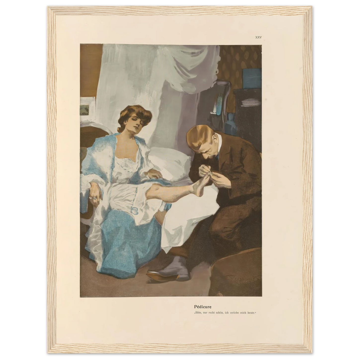 Pedicure (1908) Art Print | Ferdinand Freiherr von Reznicek - Framed Poster - 30x40 cm / 12x16″ - Black frame