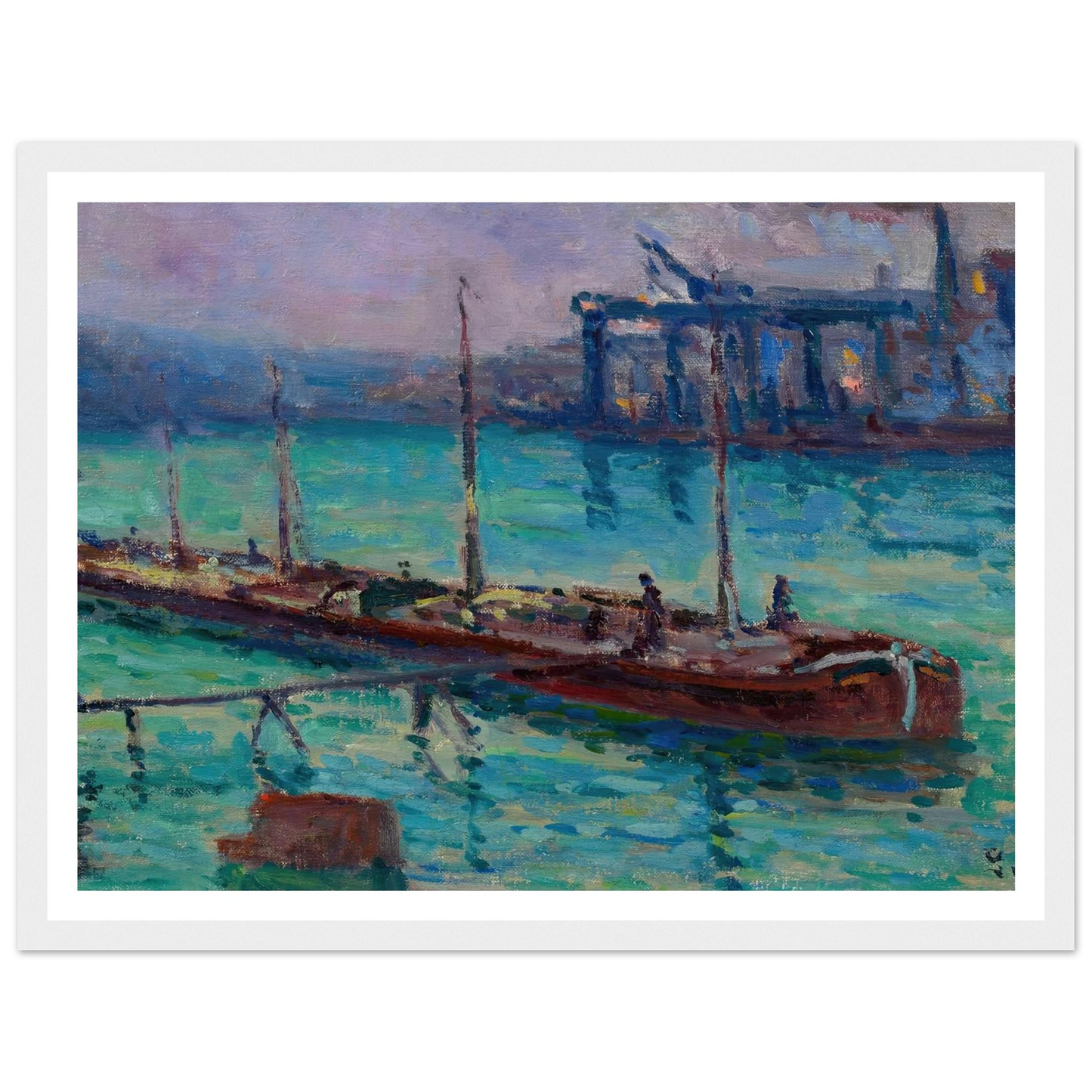 Péniche Au Bord De La Seine (circa 1910) Art Print | Maximilien Luce - Framed Poster - 30x40 cm / 12x16″ - Black frame