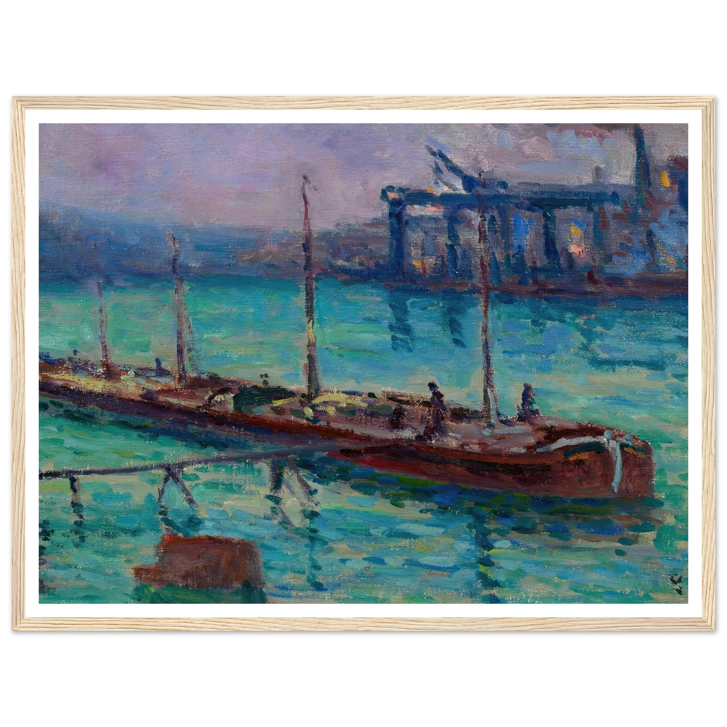 Péniche Au Bord De La Seine (circa 1910) Art Print | Maximilien Luce - Framed Poster - 30x40 cm / 12x16″ - Black frame