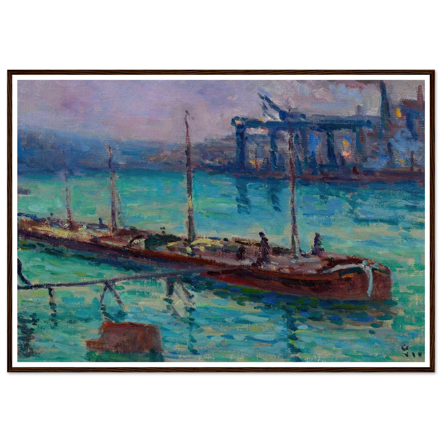 Péniche Au Bord De La Seine (circa 1910) Art Print | Maximilien Luce - Framed Poster - 30x40 cm / 12x16″ - Black frame
