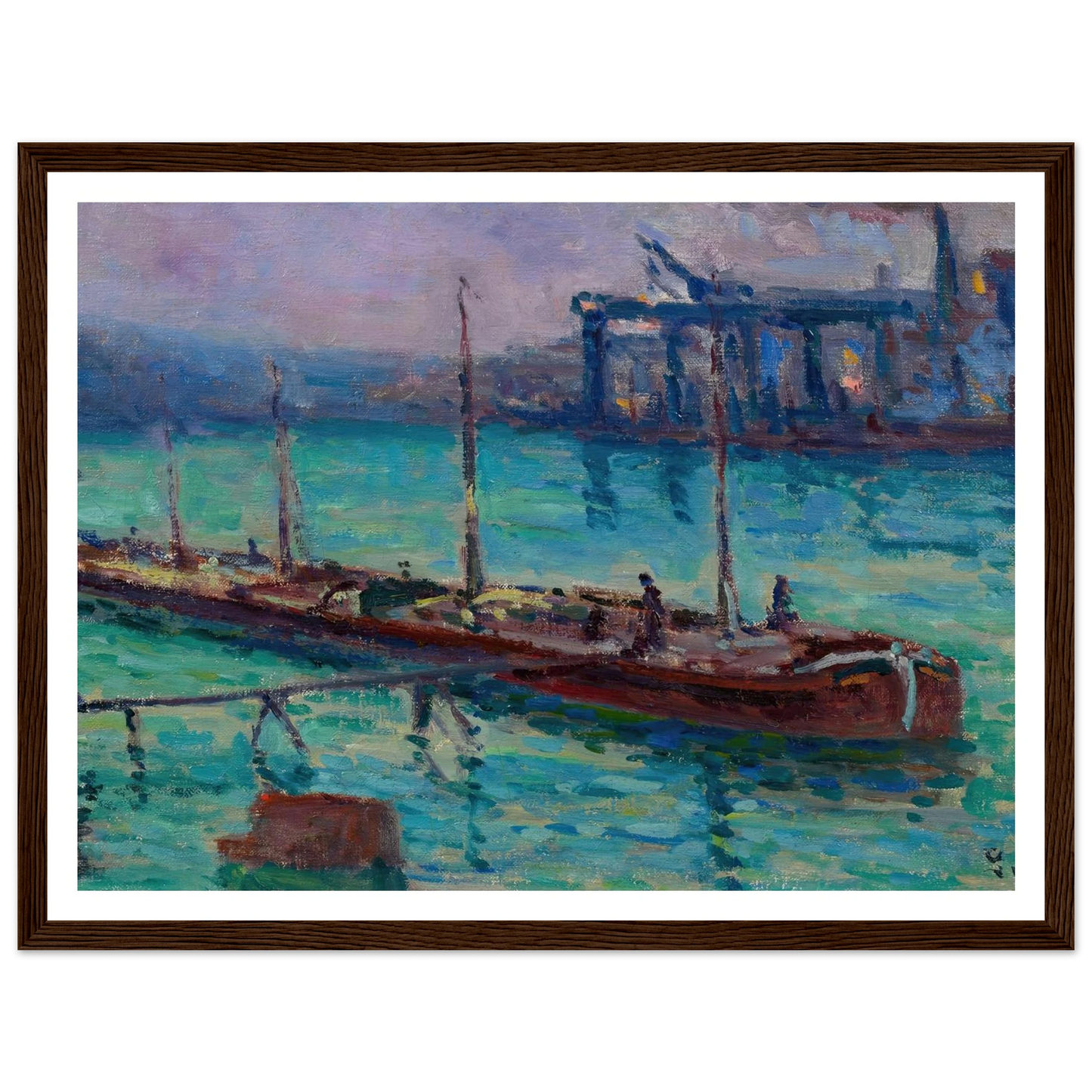 Péniche Au Bord De La Seine (circa 1910) Art Print | Maximilien Luce - Framed Poster - 30x40 cm / 12x16″ - Black frame