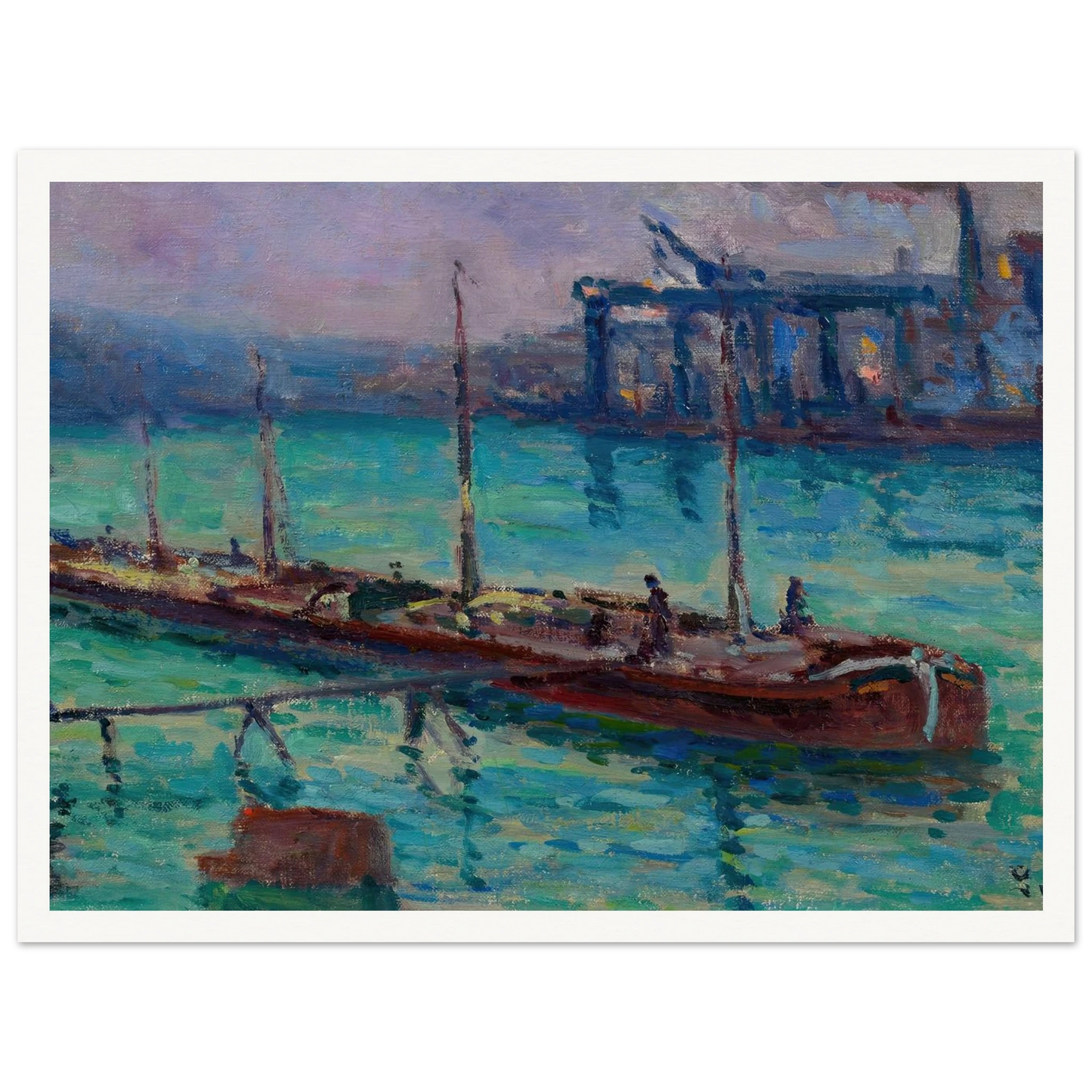 Péniche Au Bord De La Seine (circa 1910) Art Print | Maximilien Luce - Framed Poster - 30x40 cm / 12x16″ - Black frame
