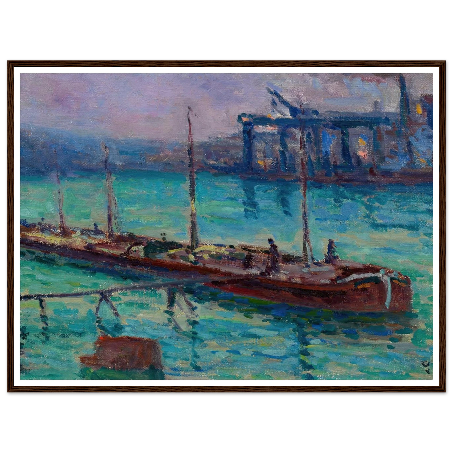 Péniche Au Bord De La Seine (circa 1910) Art Print | Maximilien Luce - Framed Poster - 30x40 cm / 12x16″ - Black frame