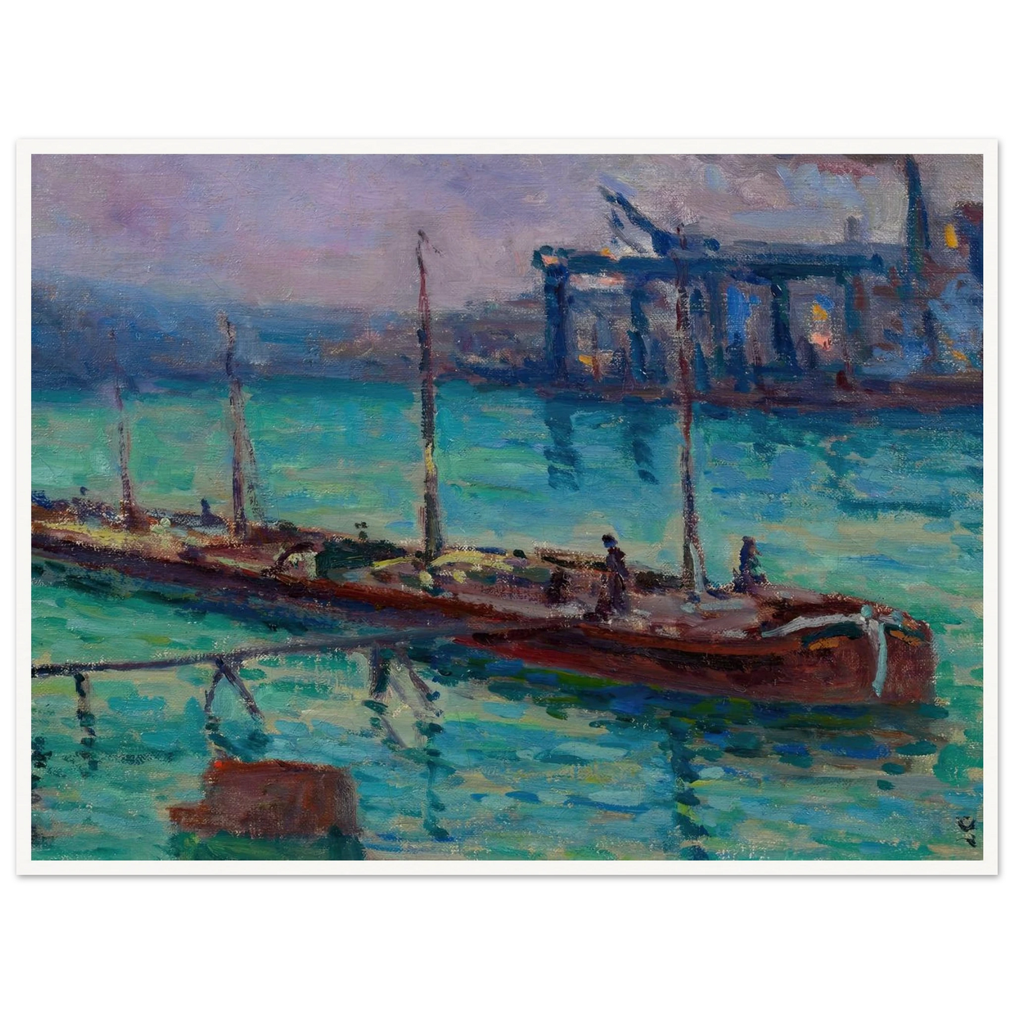 Péniche Au Bord De La Seine (circa 1910) Art Print | Maximilien Luce - Framed Poster - 30x40 cm / 12x16″ - Black frame