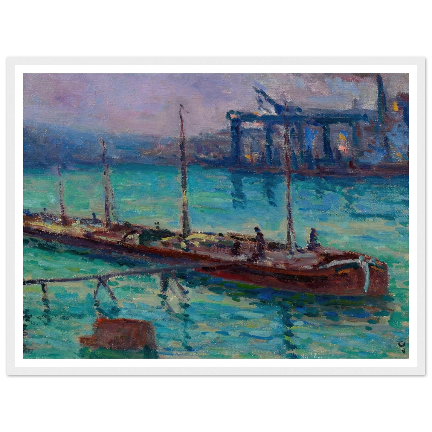 Péniche Au Bord De La Seine (circa 1910) Art Print | Maximilien Luce - Framed Poster - 30x40 cm / 12x16″ - Black frame
