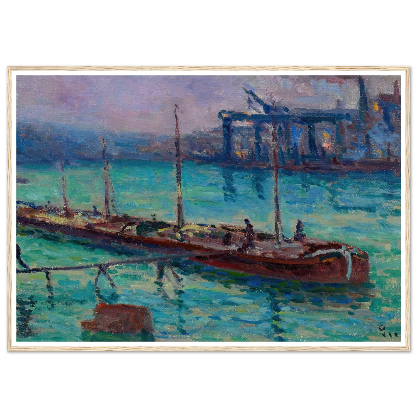 Péniche Au Bord De La Seine (circa 1910) Art Print | Maximilien Luce - Framed Poster - 30x40 cm / 12x16″ - Black frame