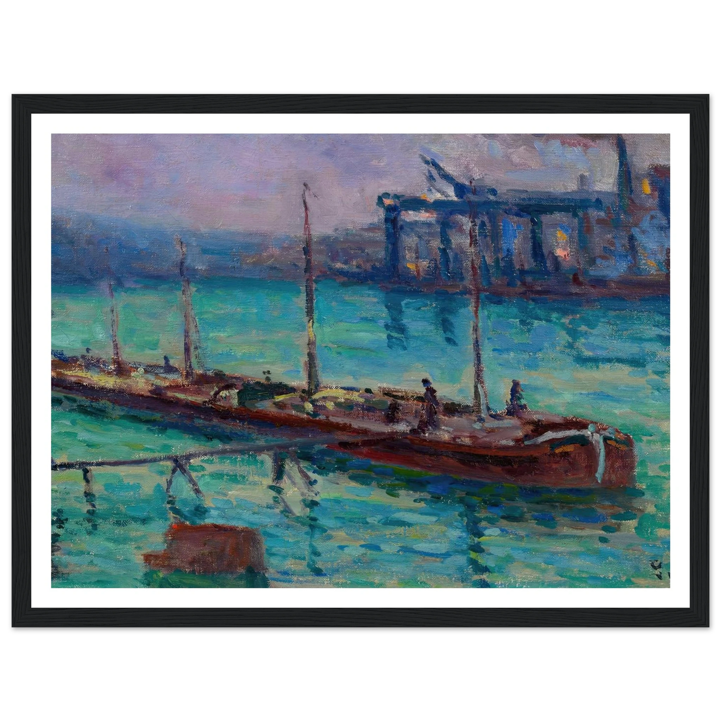 Péniche Au Bord De La Seine (circa 1910) Art Print | Maximilien Luce - Framed Poster - 30x40 cm / 12x16″ - Black frame