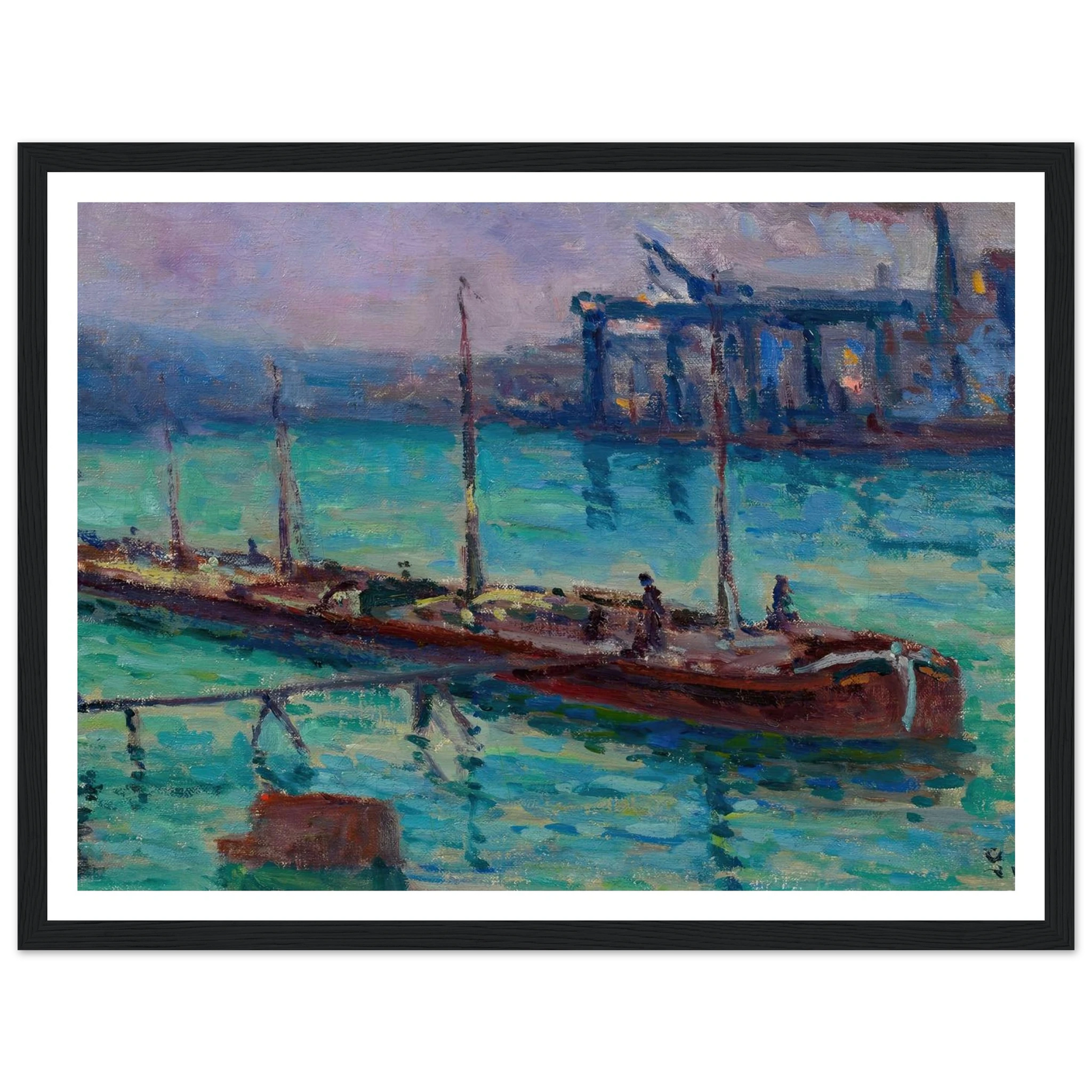 Péniche Au Bord De La Seine (circa 1910) Art Print | Maximilien Luce - Framed Poster - 30x40 cm / 12x16″ - Black frame