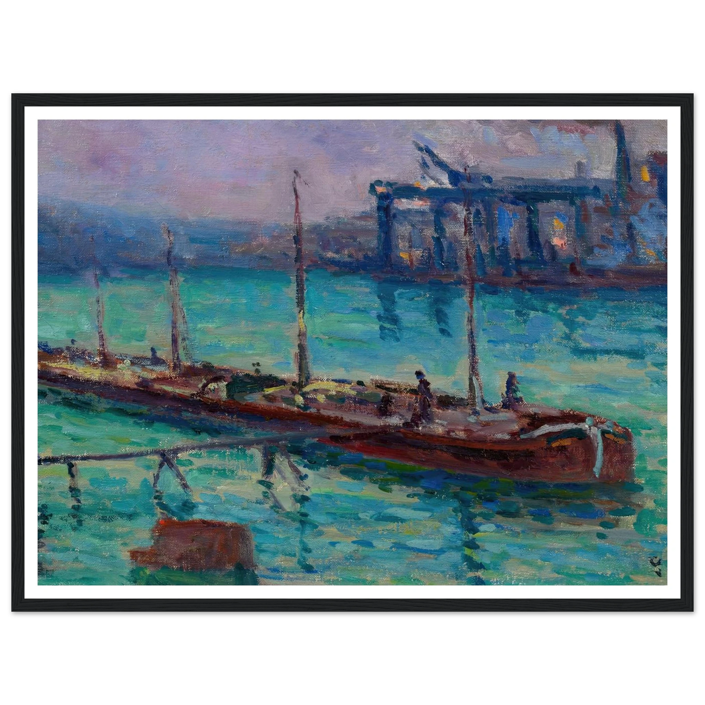 Péniche Au Bord De La Seine (circa 1910) Art Print | Maximilien Luce - Framed Poster - 30x40 cm / 12x16″ - Black frame