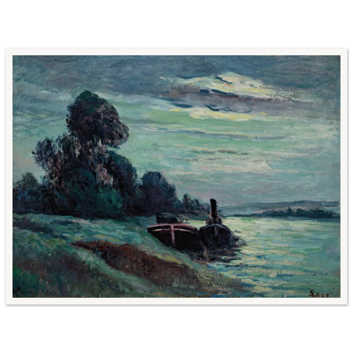 Péniches sur la Seine Art Print | Maximilien Luce - Framed Poster - 30x40 cm / 12x16″ - Black frame