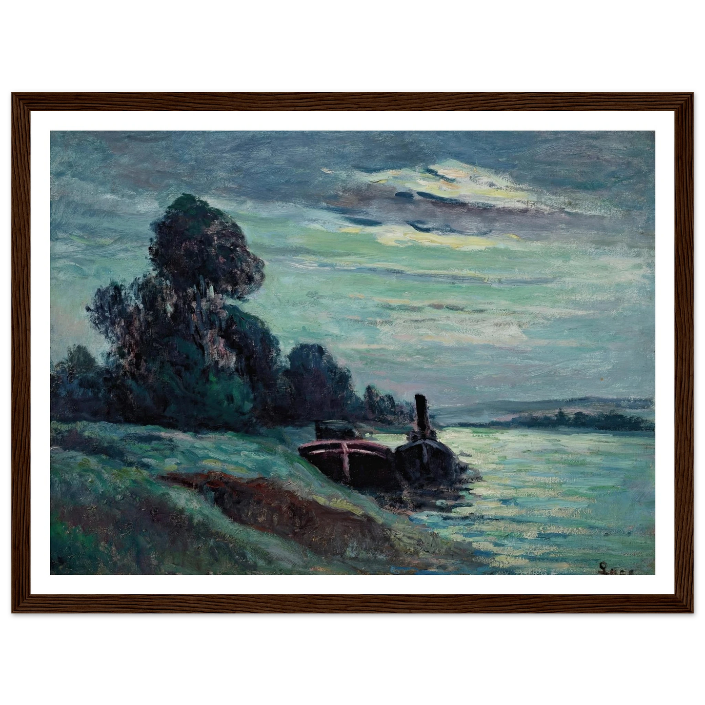 Péniches sur la Seine Art Print | Maximilien Luce - Framed Poster - 30x40 cm / 12x16″ - Black frame