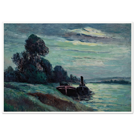 Péniches sur la Seine Art Print | Maximilien Luce - Framed Poster - 30x40 cm / 12x16″ - Black frame