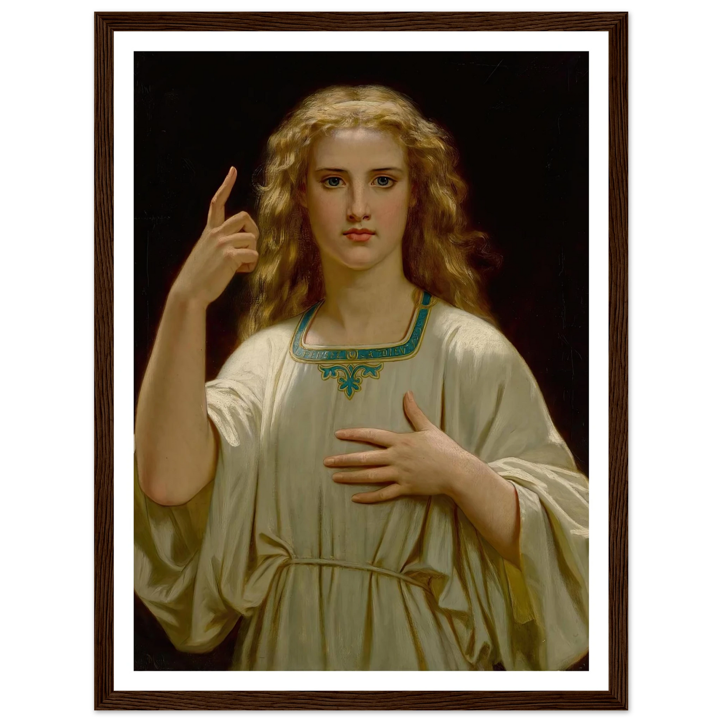 Pensez À Dieu (1876) Art Print | Hugues Merle - Framed Poster - 30x40 cm / 12x16″ - Black frame