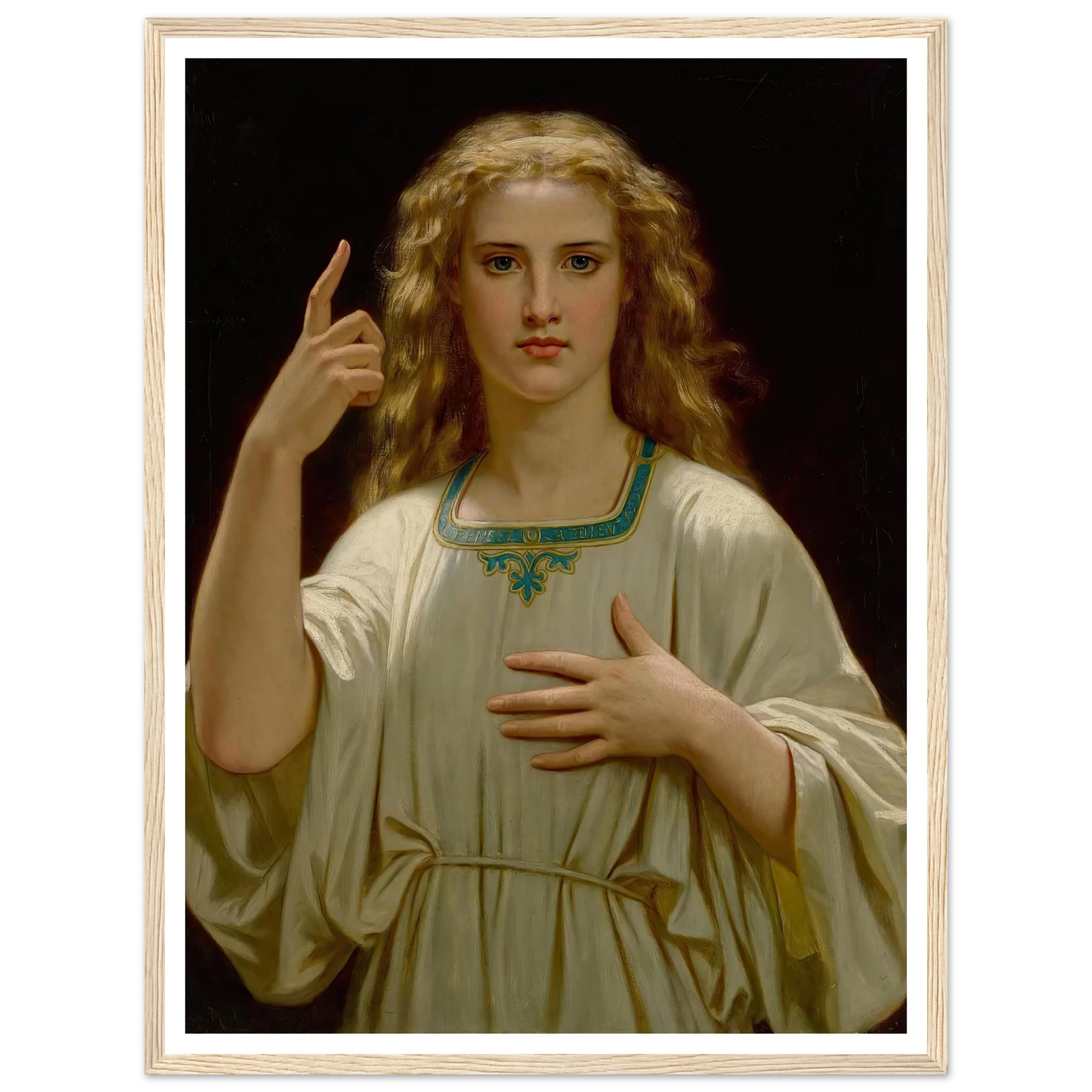 Pensez À Dieu (1876) Art Print | Hugues Merle - Framed Poster - 30x40 cm / 12x16″ - Black frame