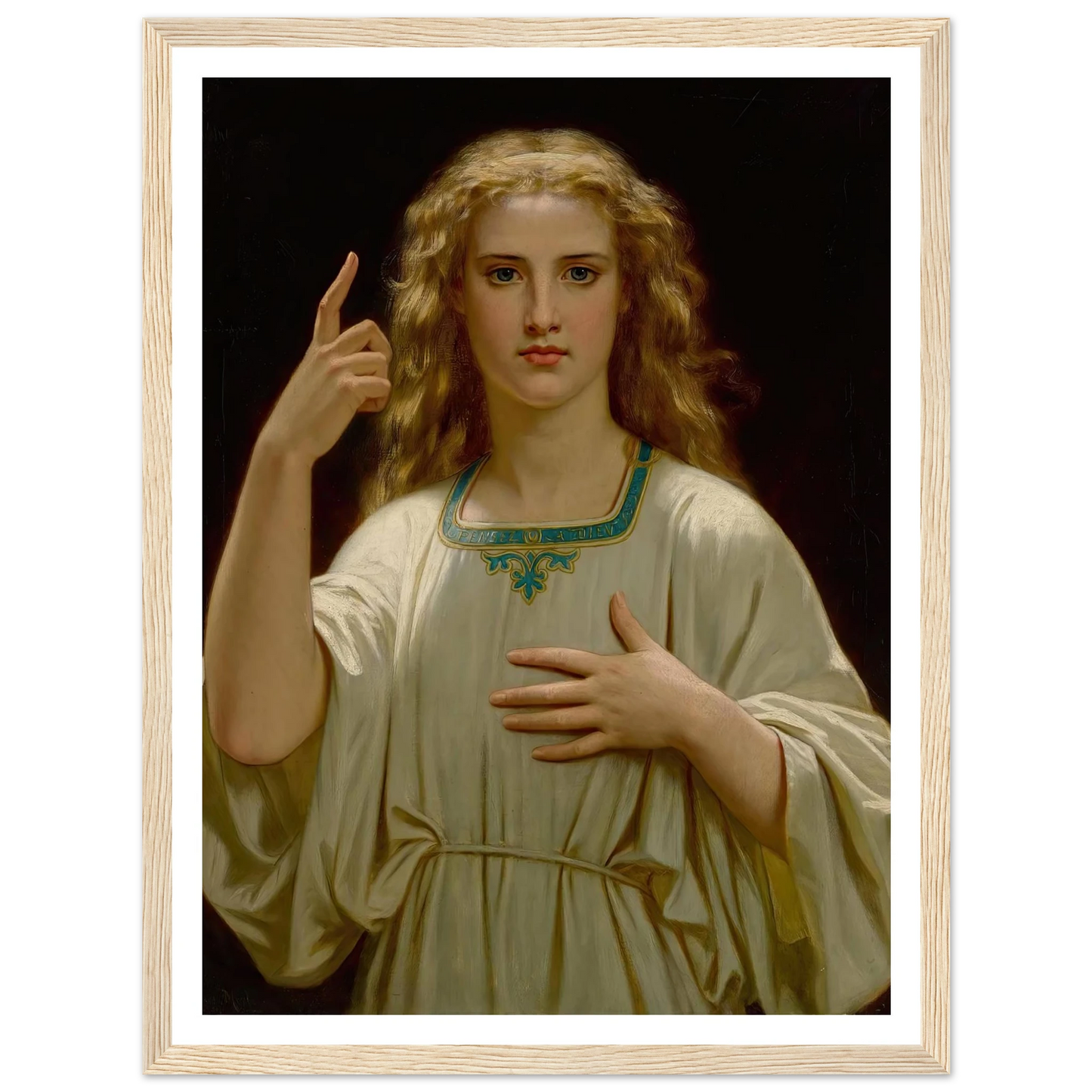 Pensez À Dieu (1876) Art Print | Hugues Merle - Framed Poster - 30x40 cm / 12x16″ - Black frame
