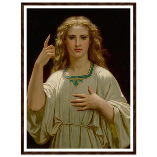 Pensez À Dieu (1876) Art Print | Hugues Merle - Framed Poster - 30x40 cm / 12x16″ - Black frame