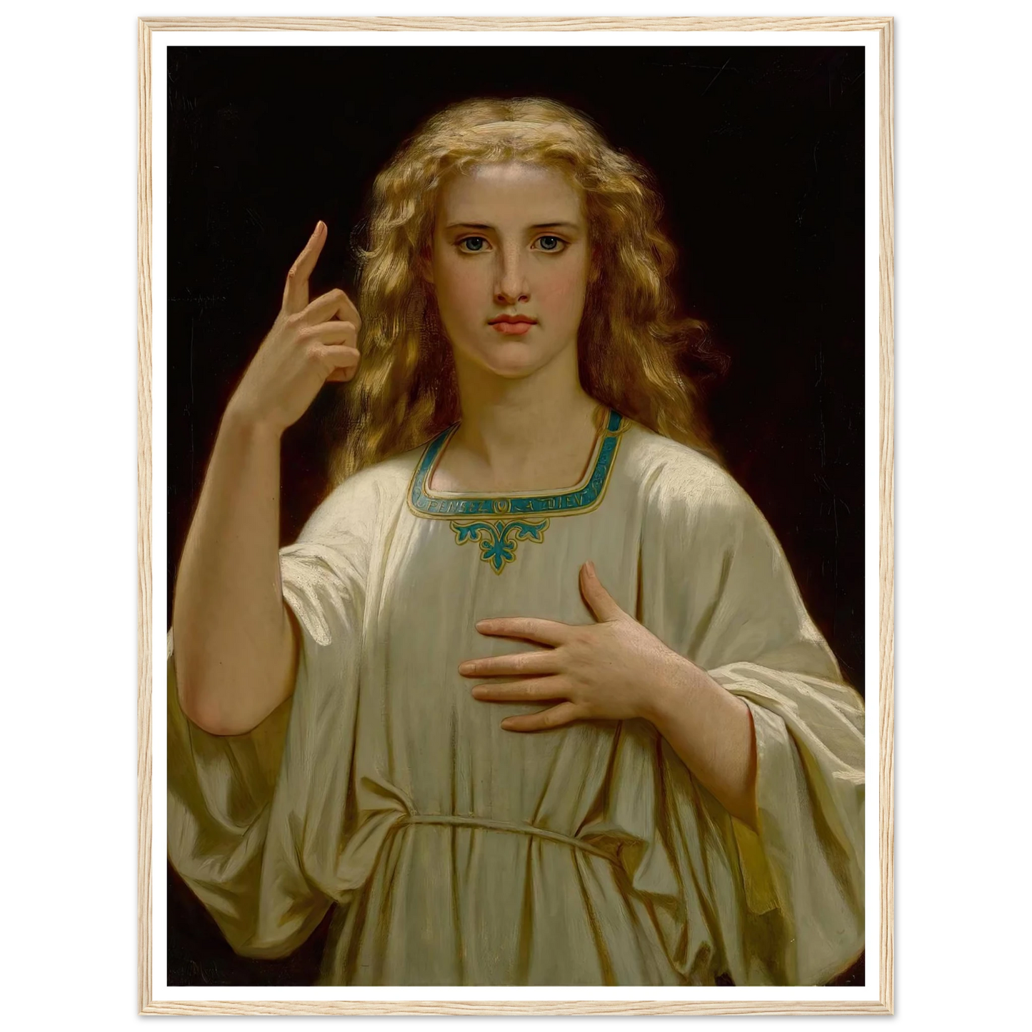 Pensez À Dieu (1876) Art Print | Hugues Merle - Framed Poster - 30x40 cm / 12x16″ - Black frame