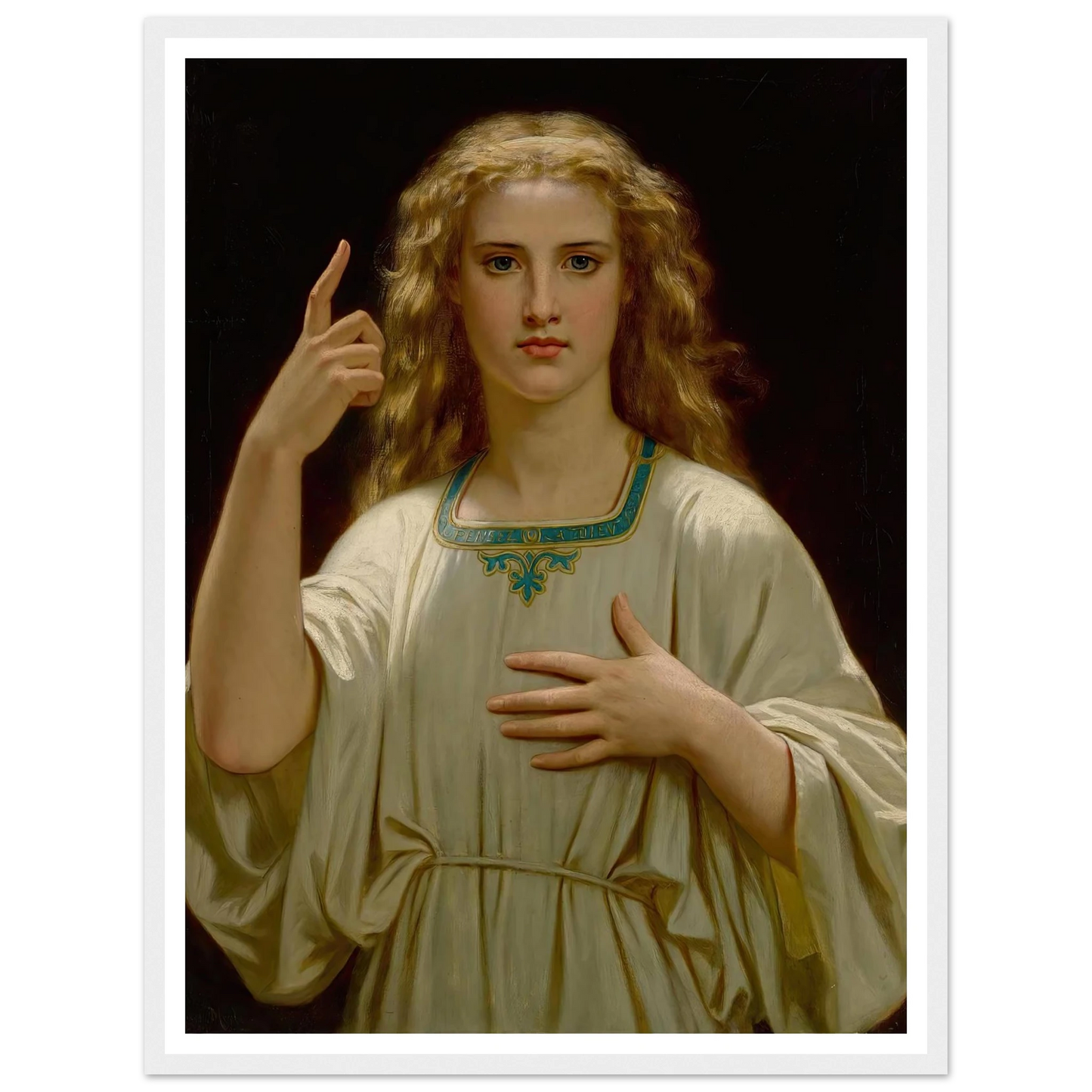 Pensez À Dieu (1876) Art Print | Hugues Merle - Framed Poster - 30x40 cm / 12x16″ - Black frame