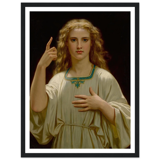 Pensez À Dieu (1876) Art Print | Hugues Merle - Framed Poster - 30x40 cm / 12x16″ - Black frame