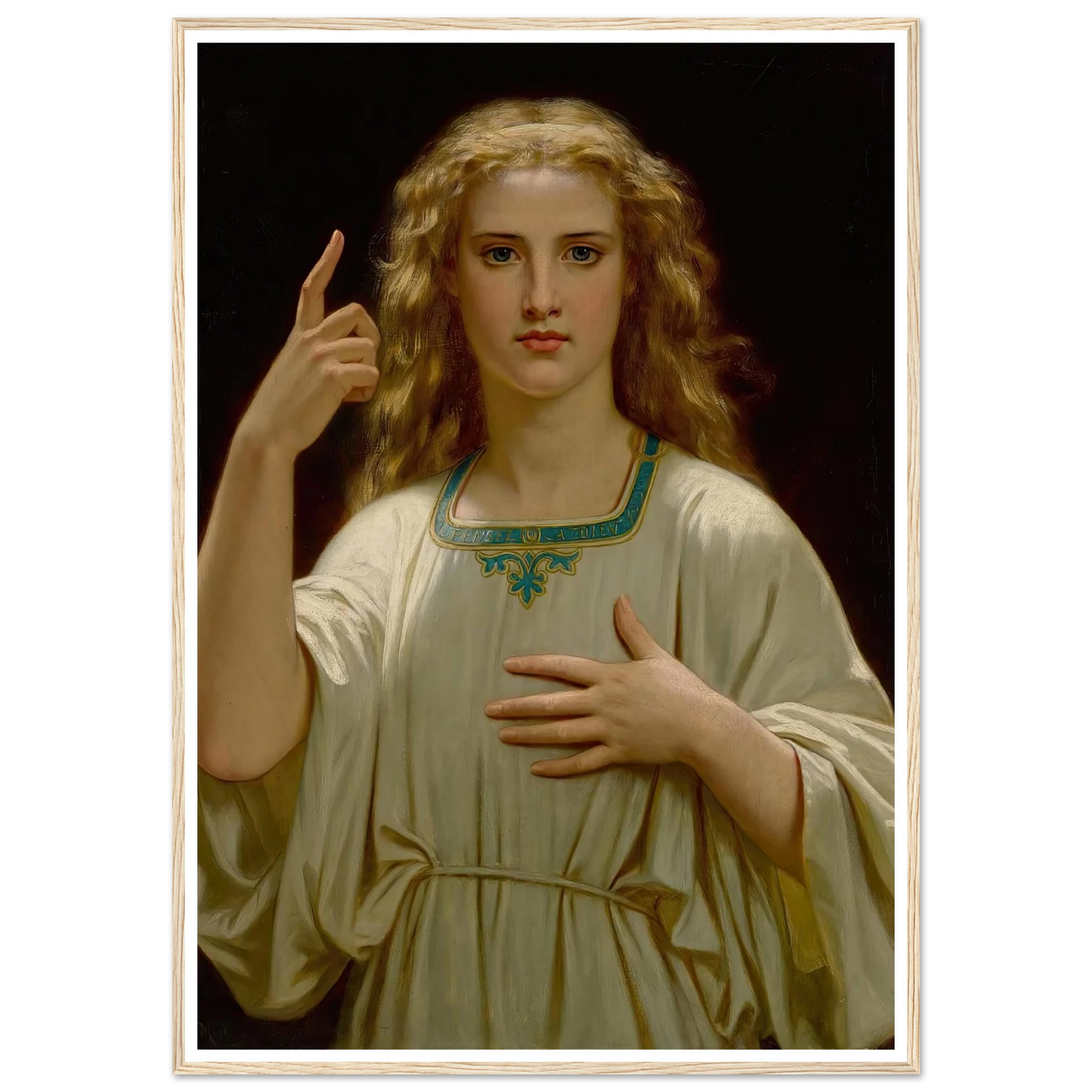 Pensez À Dieu (1876) Art Print | Hugues Merle - Framed Poster - 30x40 cm / 12x16″ - Black frame