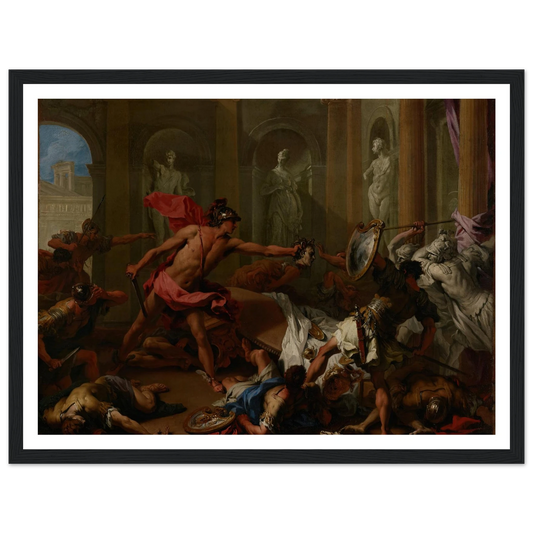 Perseus Confronting Phineus With The Head of Medusa (1705–1710) Art Print | Sebastiano Ricci - Framed Poster - 30x40 cm / 12x16″ - Black frame