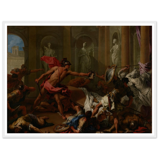 Perseus Confronting Phineus With The Head of Medusa (1705–1710) Art Print | Sebastiano Ricci - Framed Poster - 30x40 cm / 12x16″ - Black frame