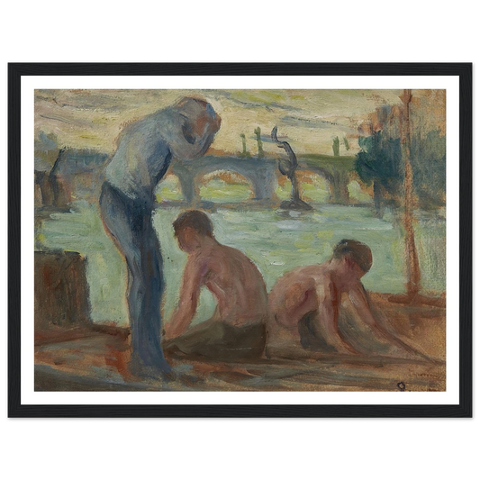 Personnages en bord de Seine Art Print | Maximilien Luce - Framed Poster - 30x40 cm / 12x16″ - Black frame