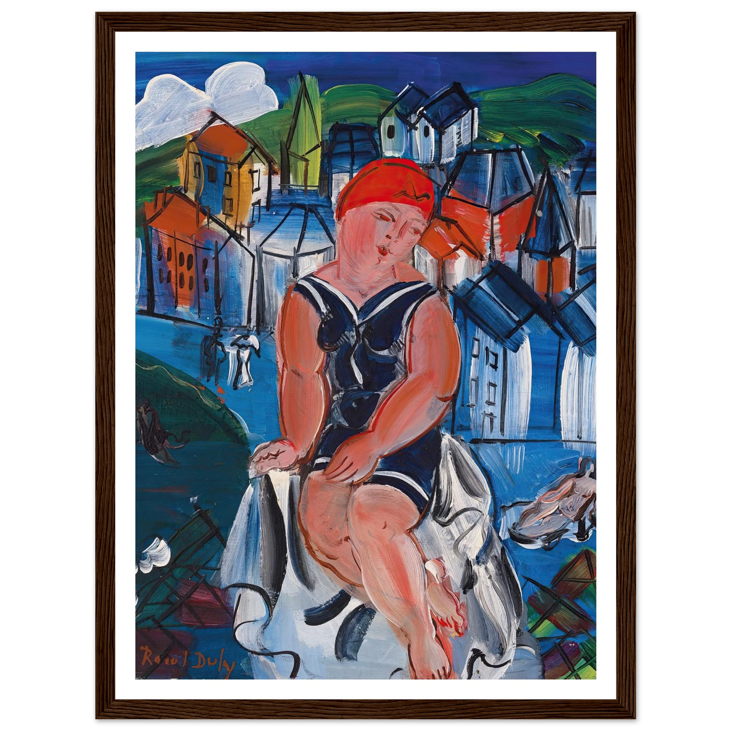 Petite baigneuse à Sainte-Adresse Art Print | Raoul Dufy - Framed Poster - 30x40 cm / 12x16″ - Black frame