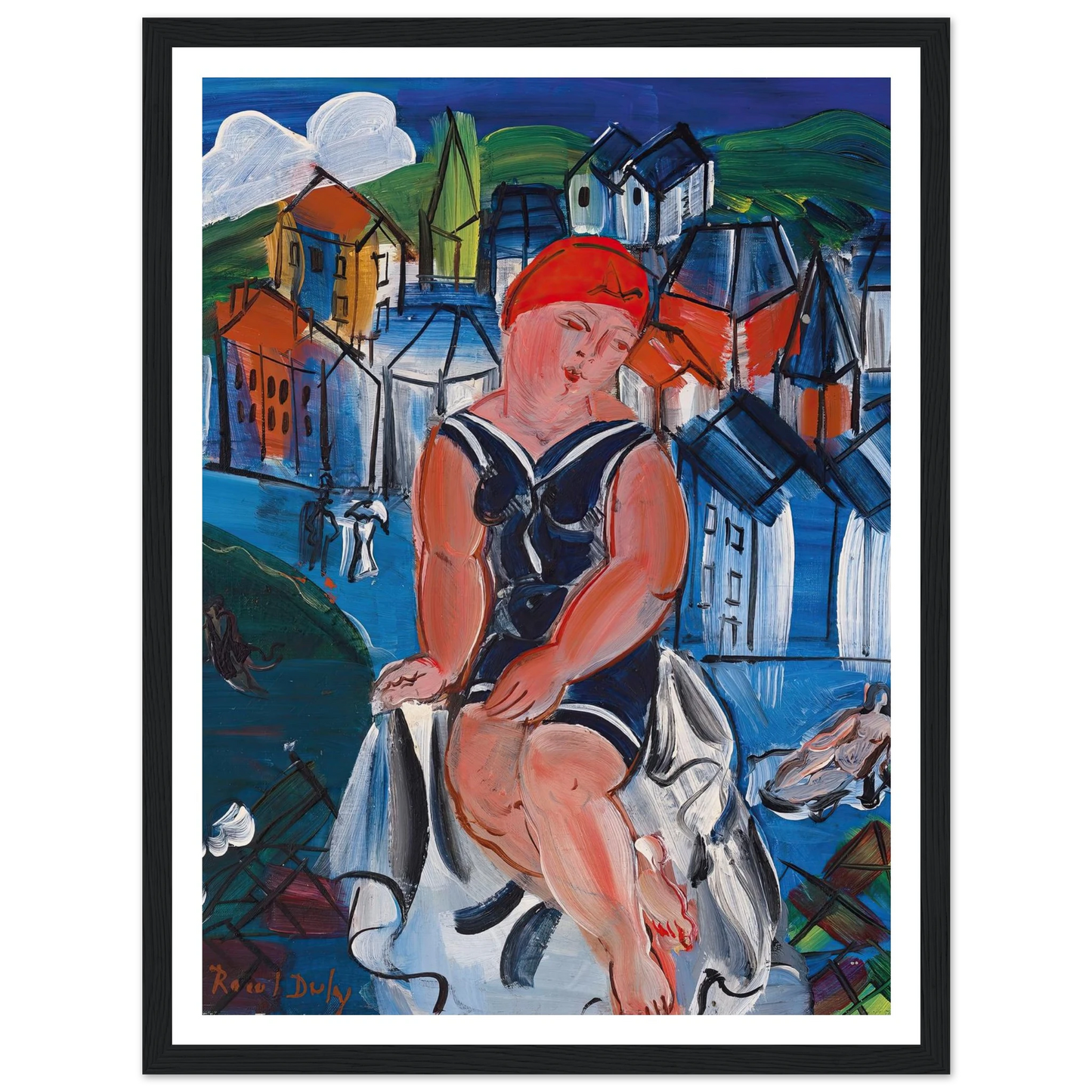 Petite baigneuse à Sainte-Adresse Art Print | Raoul Dufy - Framed Poster - 30x40 cm / 12x16″ - Black frame