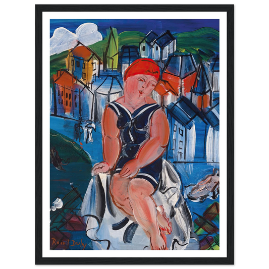 Petite baigneuse à Sainte-Adresse Art Print | Raoul Dufy - Framed Poster - 30x40 cm / 12x16″ - Black frame