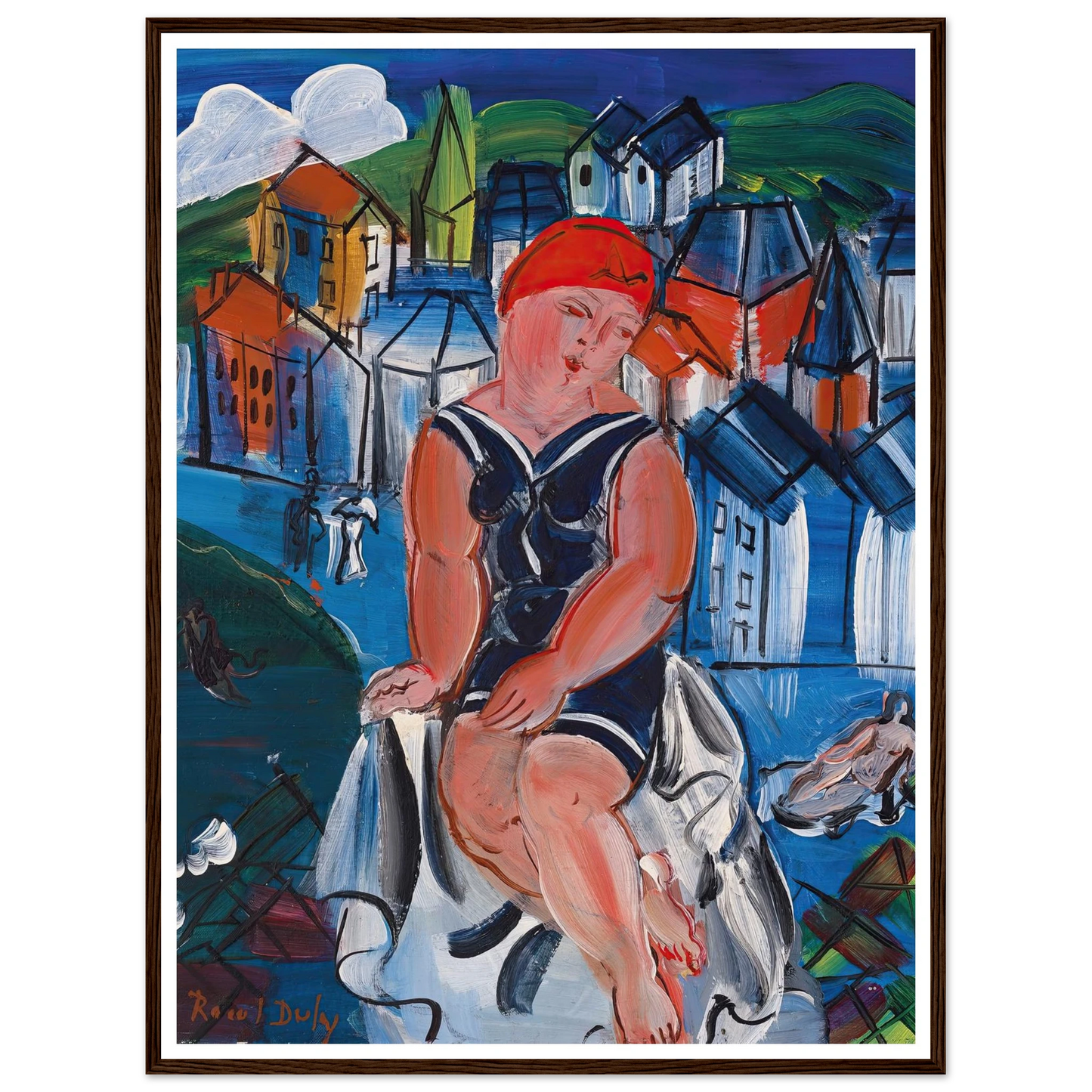 Petite baigneuse à Sainte-Adresse Art Print | Raoul Dufy - Framed Poster - 30x40 cm / 12x16″ - Black frame