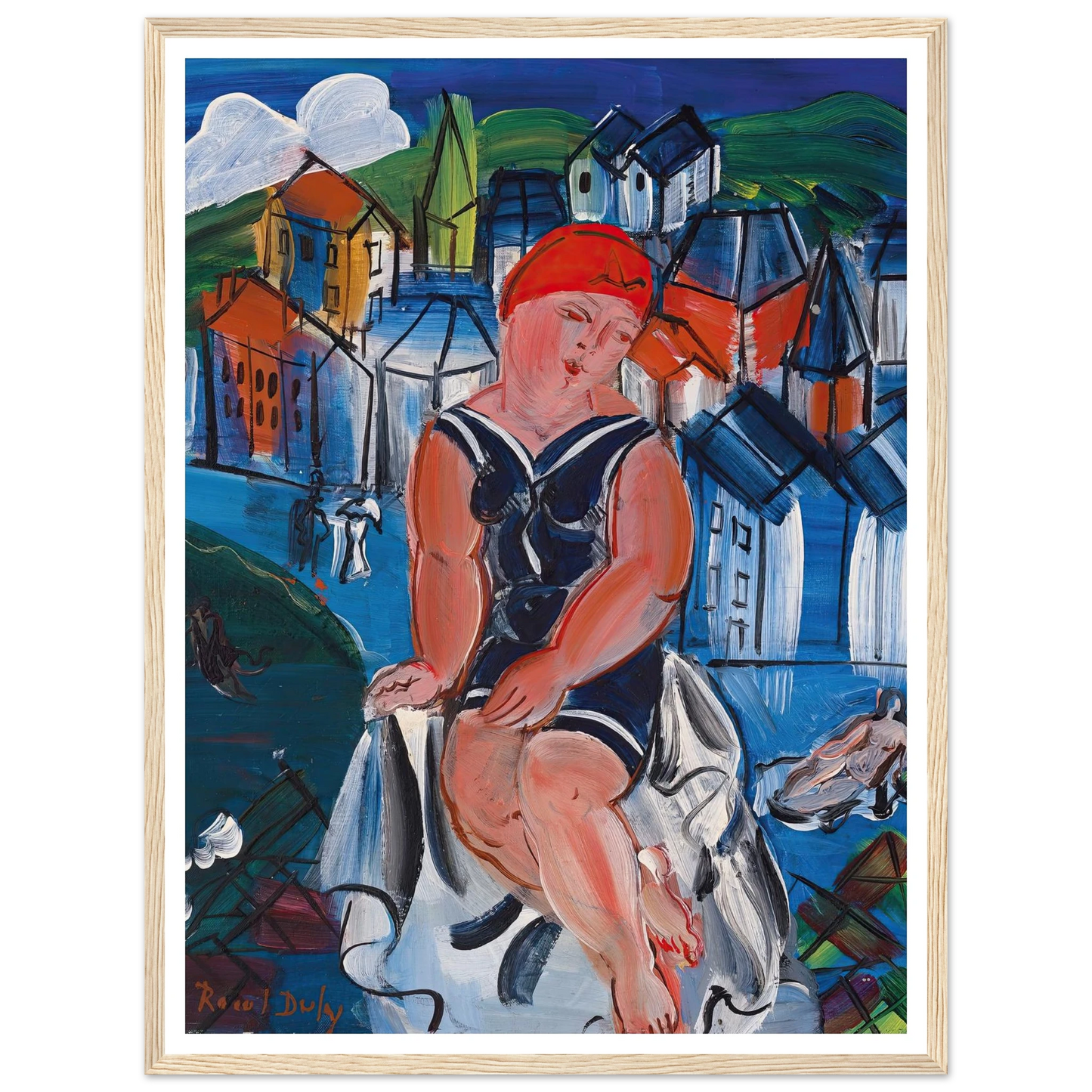 Petite baigneuse à Sainte-Adresse Art Print | Raoul Dufy - Framed Poster - 30x40 cm / 12x16″ - Black frame