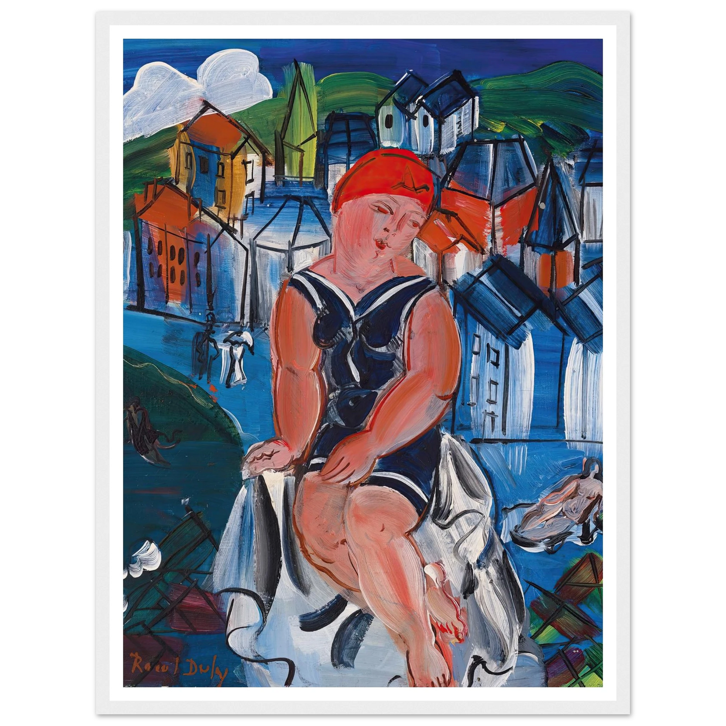 Petite baigneuse à Sainte-Adresse Art Print | Raoul Dufy - Framed Poster - 30x40 cm / 12x16″ - Black frame