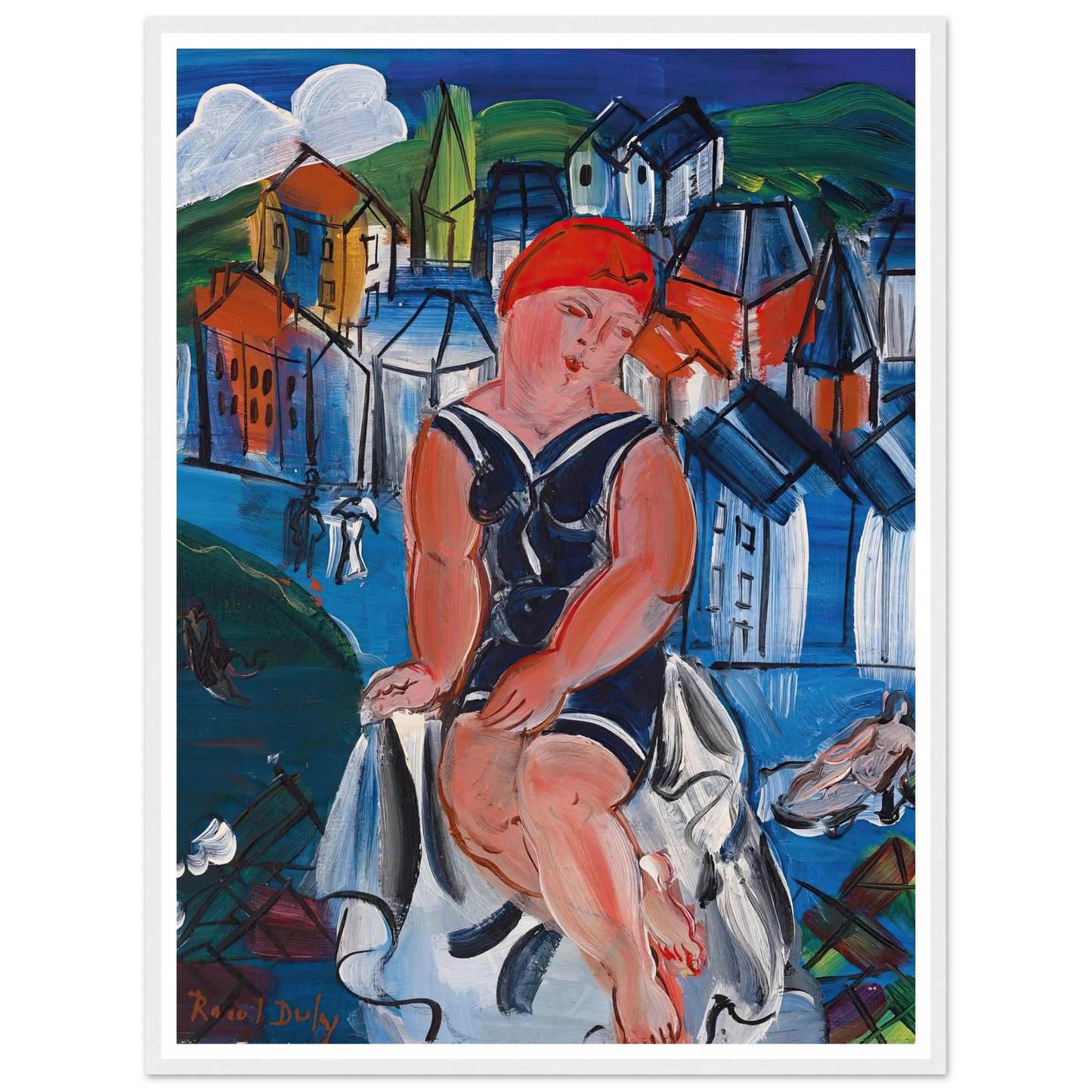 Petite baigneuse à Sainte-Adresse Art Print | Raoul Dufy - Framed Poster - 30x40 cm / 12x16″ - Black frame