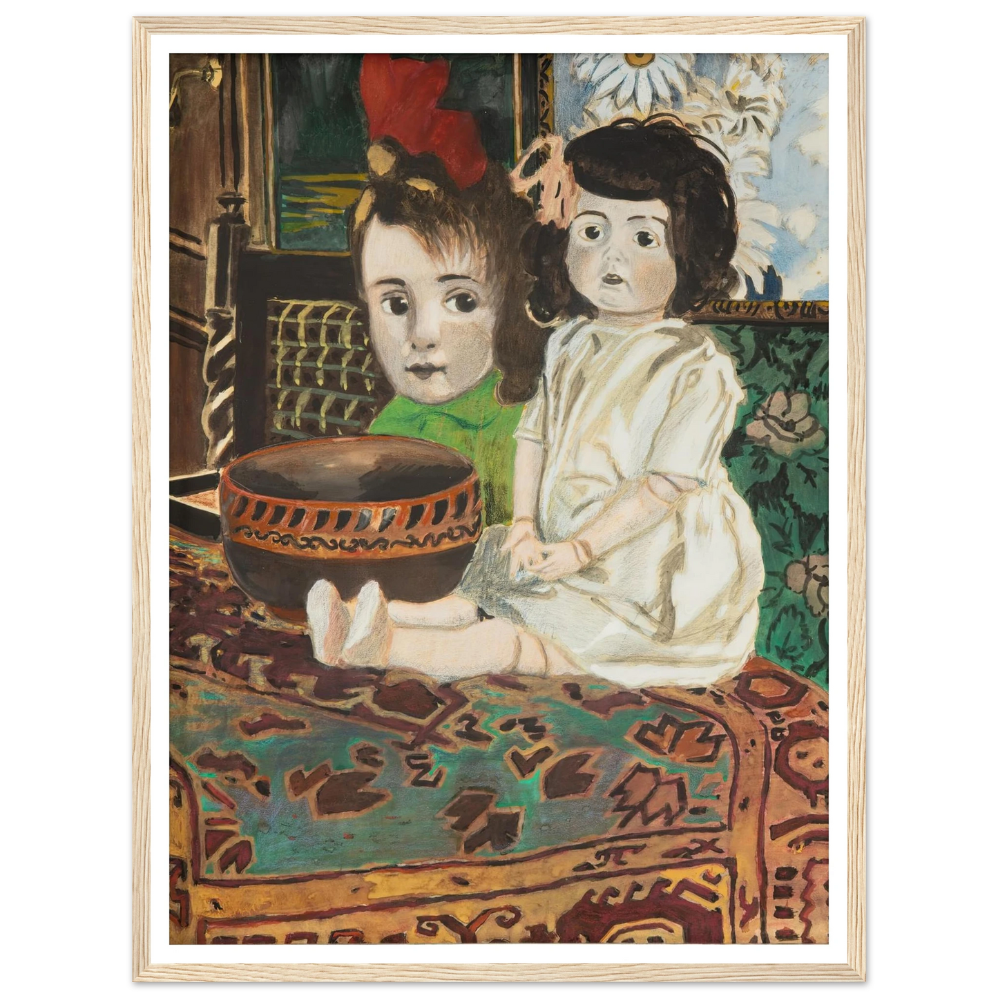 Petite fille à la poupée dans l’intérieur du peintre (1924) Art Print | Leon Spilliaert - Framed Poster - 30x40 cm / 12x16″ - Black frame