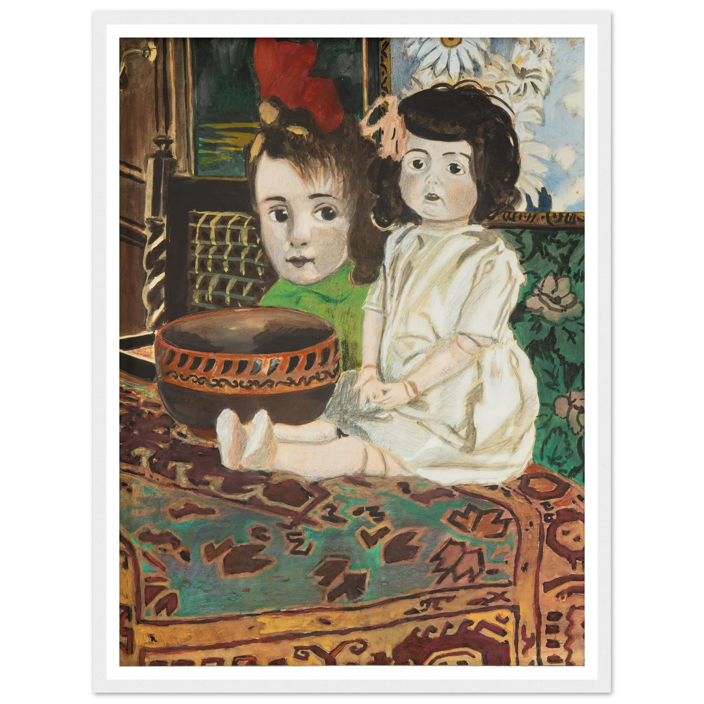 Petite fille à la poupée dans l’intérieur du peintre (1924) Art Print | Leon Spilliaert - Framed Poster - 30x40 cm / 12x16″ - Black frame