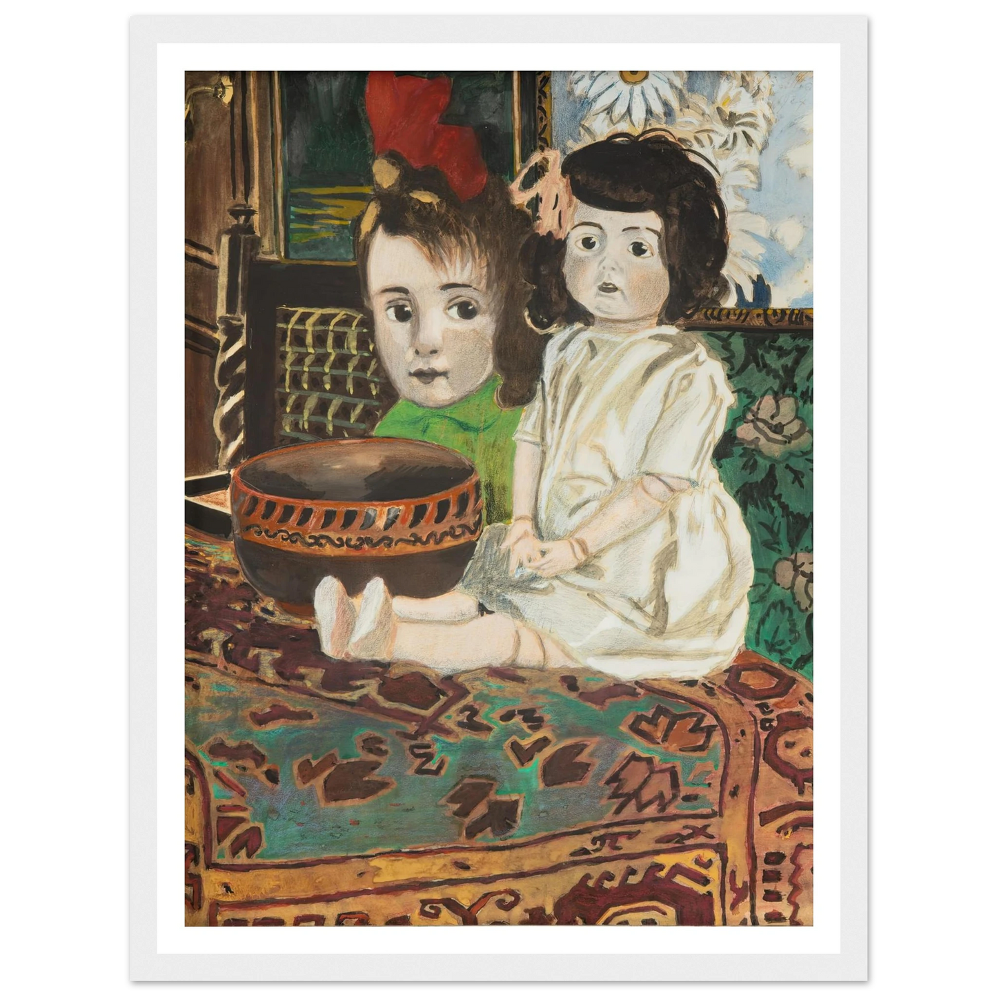 Petite fille à la poupée dans l’intérieur du peintre (1924) Art Print | Leon Spilliaert - Framed Poster - 30x40 cm / 12x16″ - Black frame