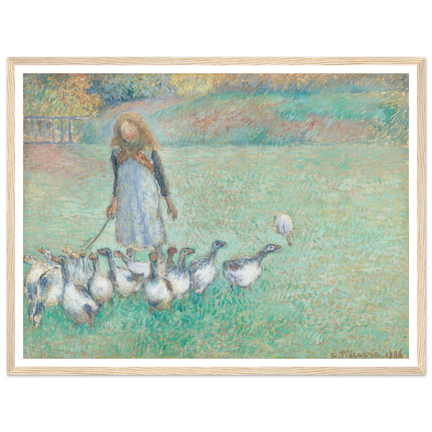 Petite gardeuse d’oies (1886) Art Print | Camille Pissarro - Framed Poster - 30x40 cm / 12x16″ - Black frame