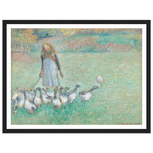 Petite gardeuse d’oies (1886) Art Print | Camille Pissarro - Framed Poster - 30x40 cm / 12x16″ - Black frame