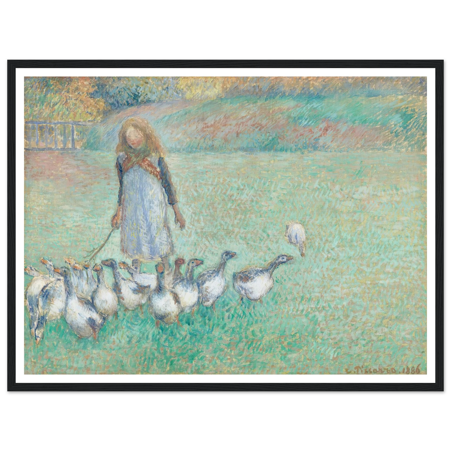Petite gardeuse d’oies (1886) Art Print | Camille Pissarro - Framed Poster - 30x40 cm / 12x16″ - Black frame