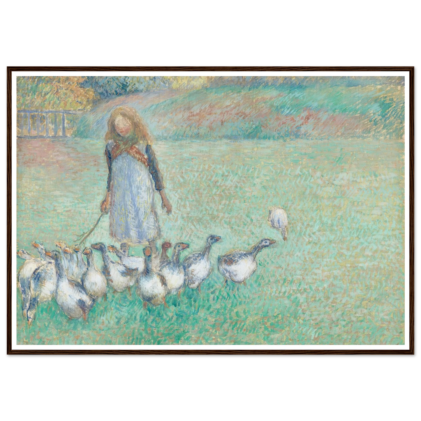 Petite gardeuse d’oies (1886) Art Print | Camille Pissarro - Framed Poster - 30x40 cm / 12x16″ - Black frame