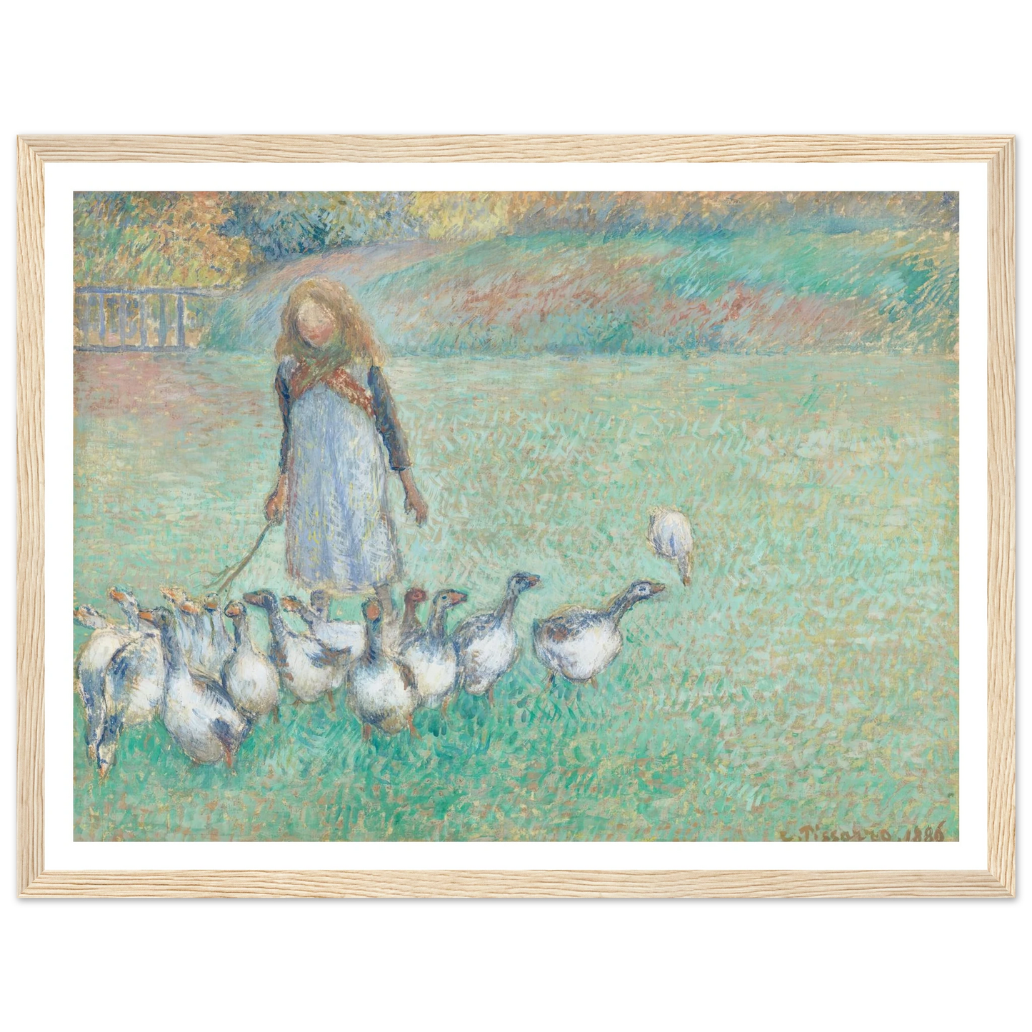 Petite gardeuse d’oies (1886) Art Print | Camille Pissarro - Framed Poster - 30x40 cm / 12x16″ - Black frame