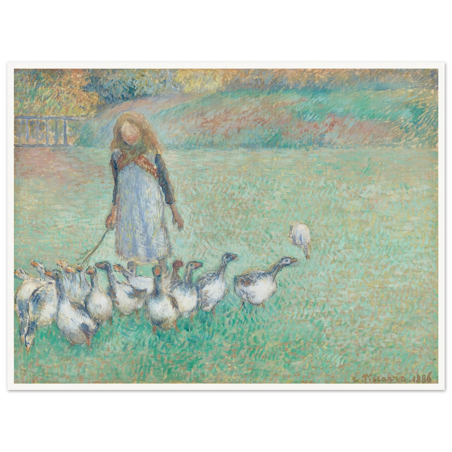 Petite gardeuse d’oies (1886) Art Print | Camille Pissarro - Framed Poster - 30x40 cm / 12x16″ - Black frame