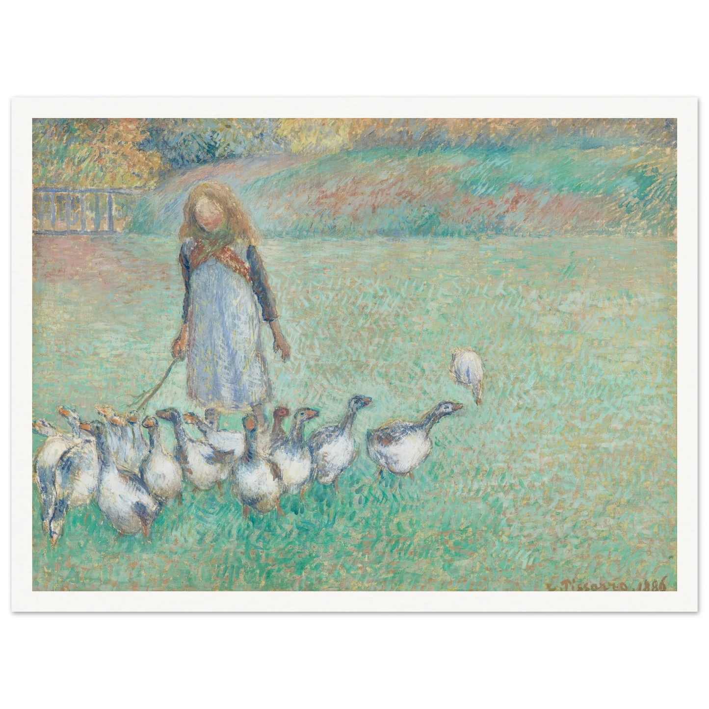 Petite gardeuse d’oies (1886) Art Print | Camille Pissarro - Framed Poster - 30x40 cm / 12x16″ - Black frame