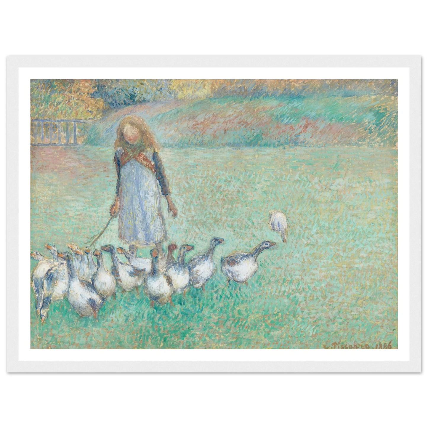 Petite gardeuse d’oies (1886) Art Print | Camille Pissarro - Framed Poster - 30x40 cm / 12x16″ - Black frame